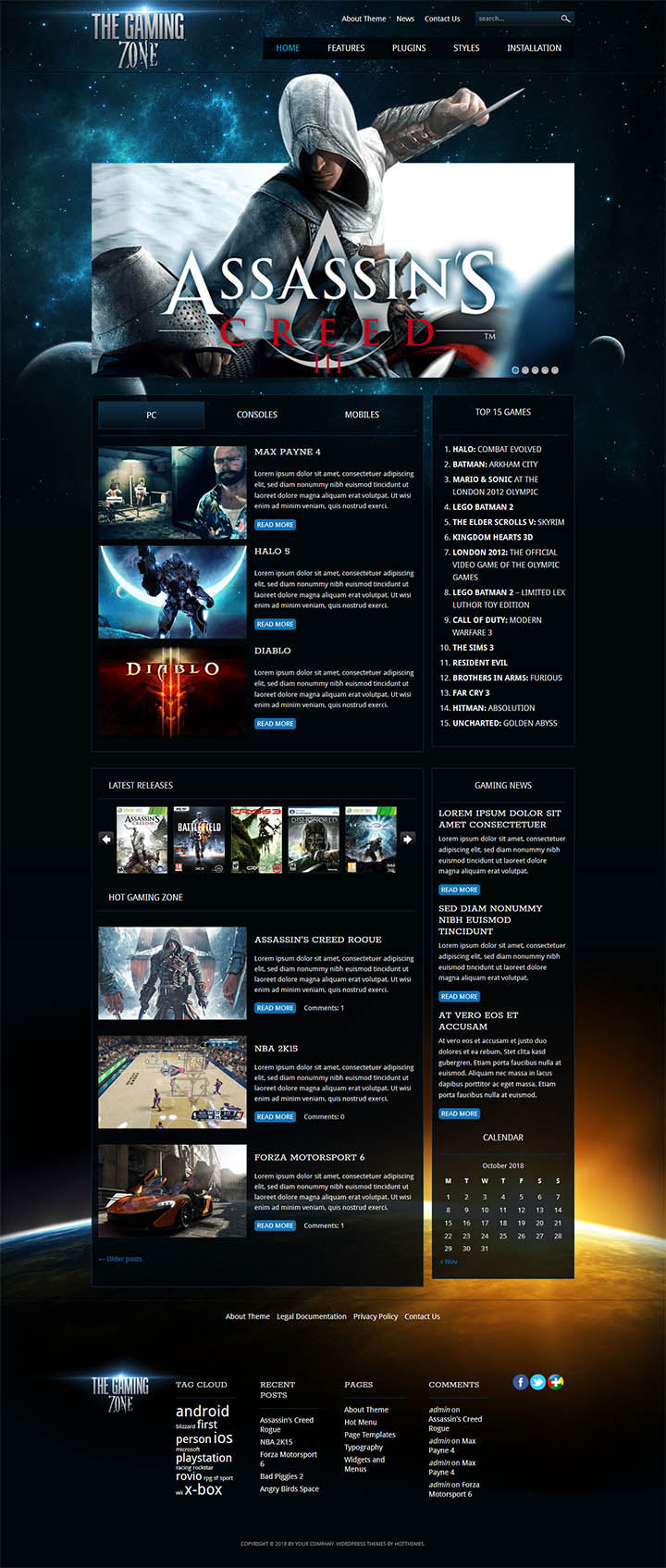 WordPress шаблон HotThemes Gaming Zone