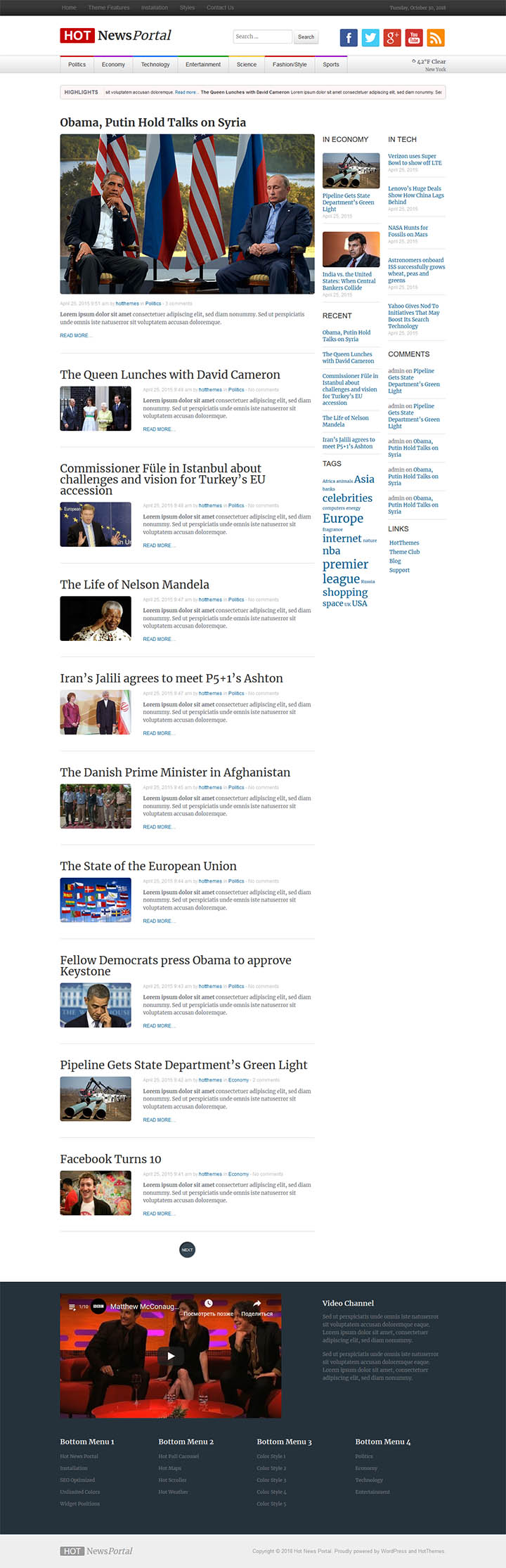 Шаблон HotThemes News Portal WordPress шаблон HotThemes News Portal