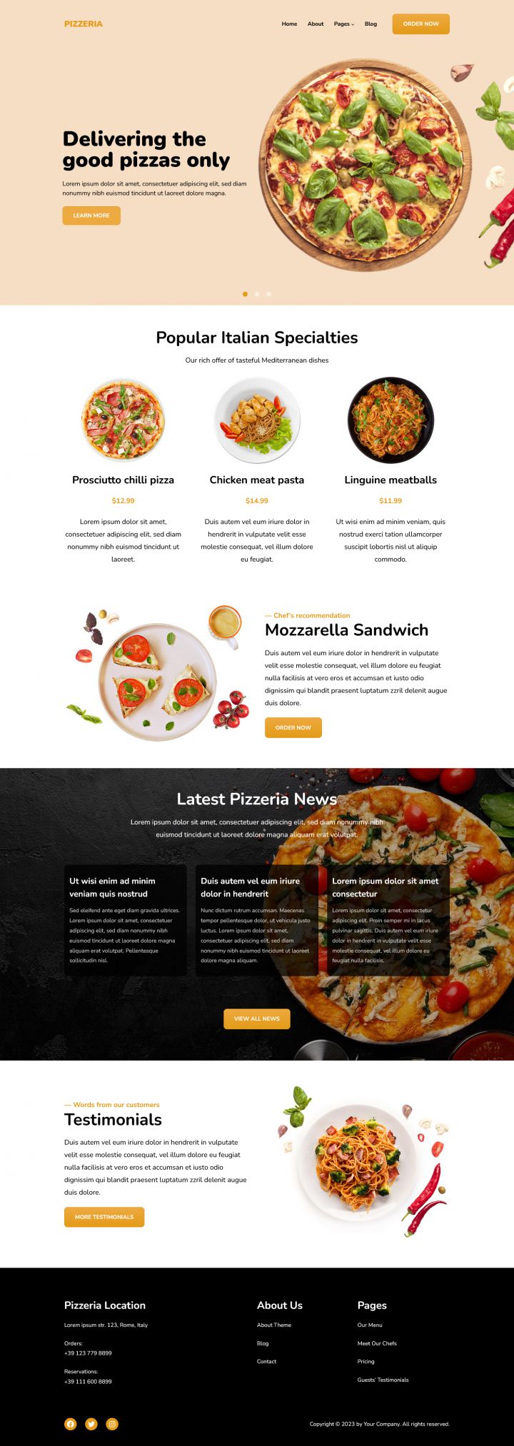WordPress шаблон HotThemes Pizzeria
