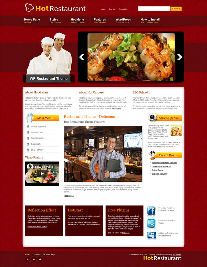 WordPress шаблон HotThemes Restaurant