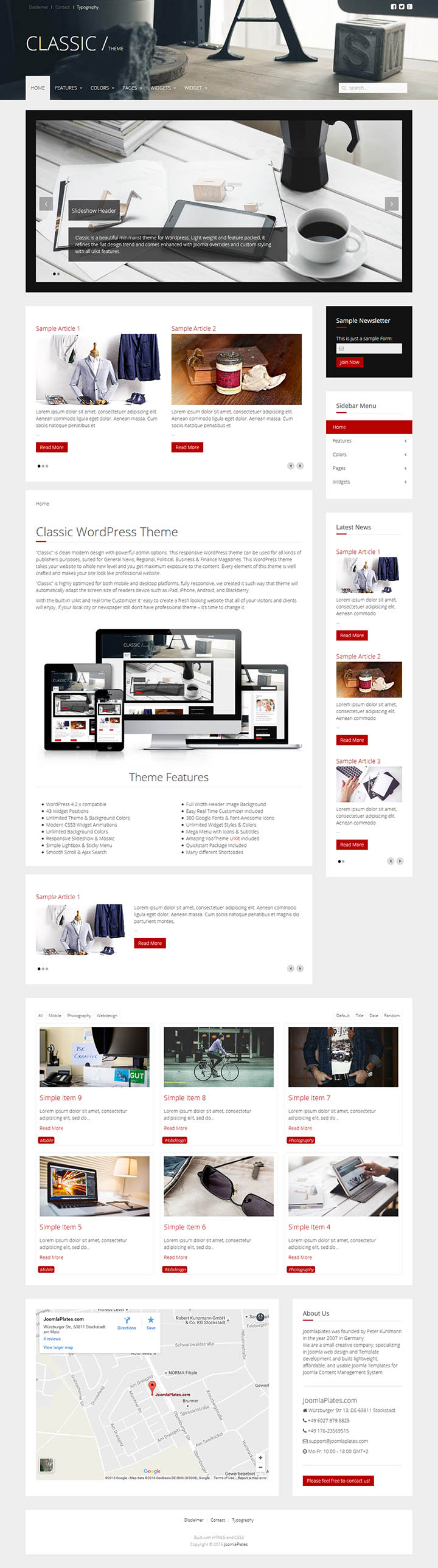 WordPress шаблон JoomlaPlates Classic