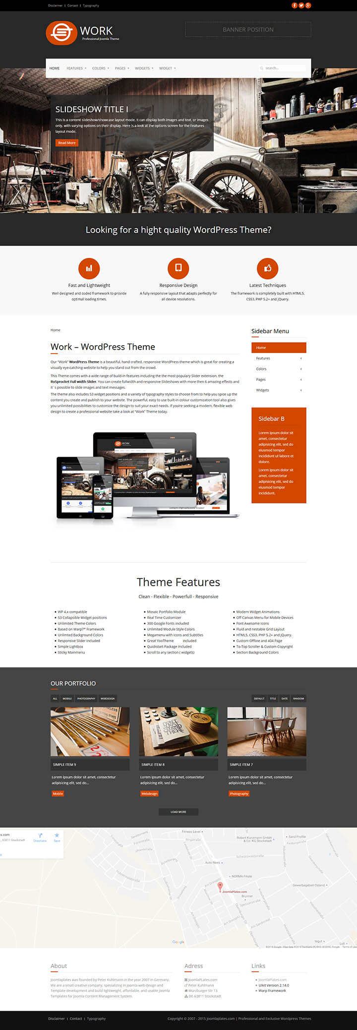 WordPress шаблон JoomlaPlates Work