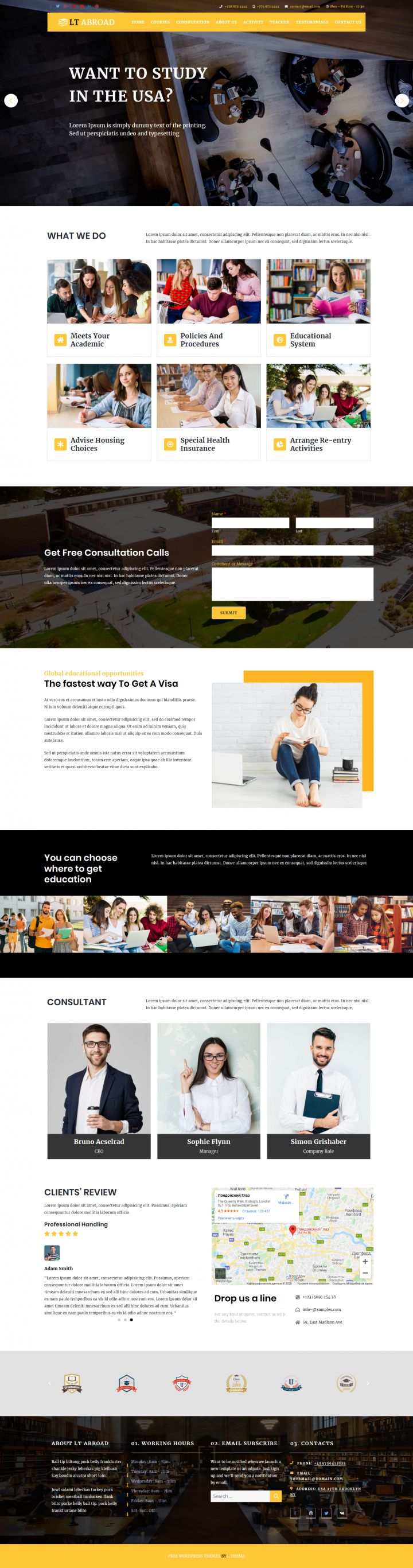 WordPress шаблон LTheme Abroad OnePage