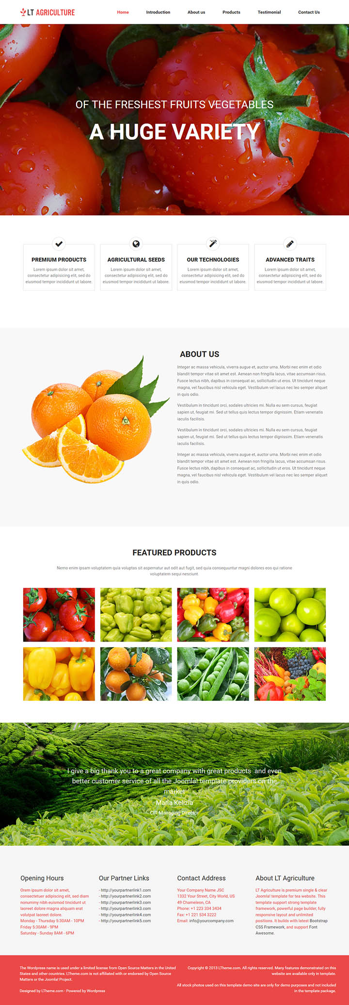 WordPress шаблон LTheme Agriculture Onepage