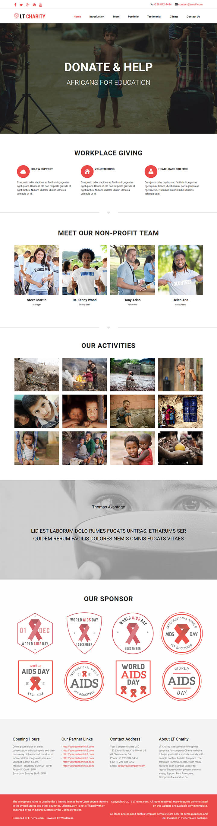 WordPress шаблон LTheme Charity Onepage