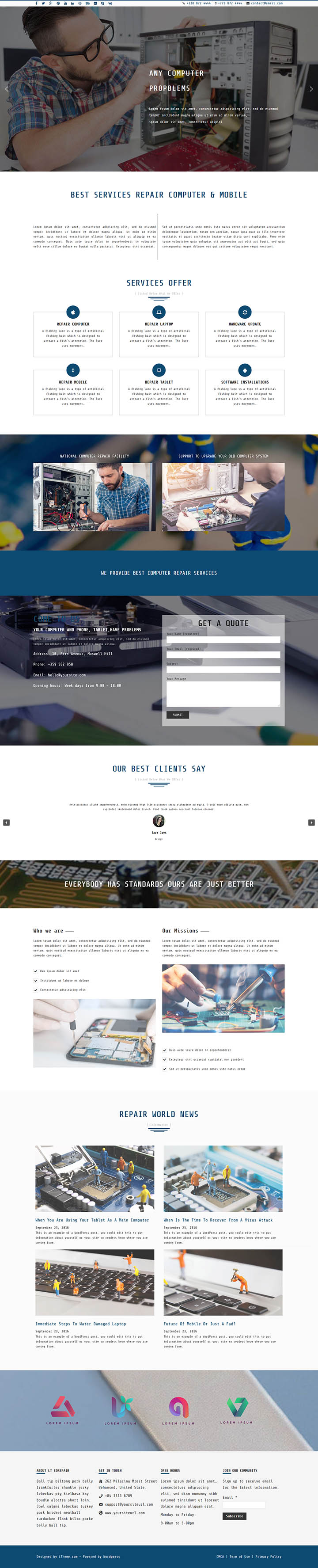 WordPress шаблон LTheme CoRepair Onepage