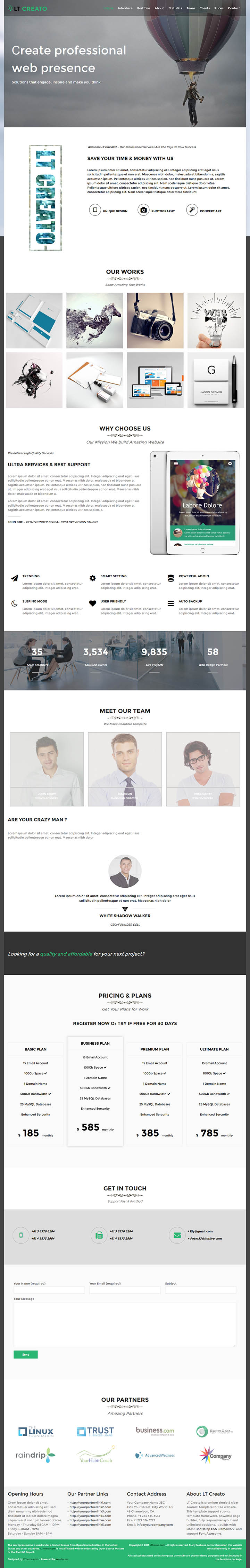 WordPress шаблон LTheme Creato Onepage