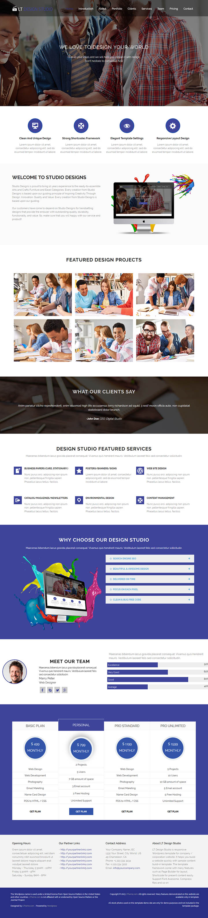 WordPress шаблон LTheme Design Studio Onepage