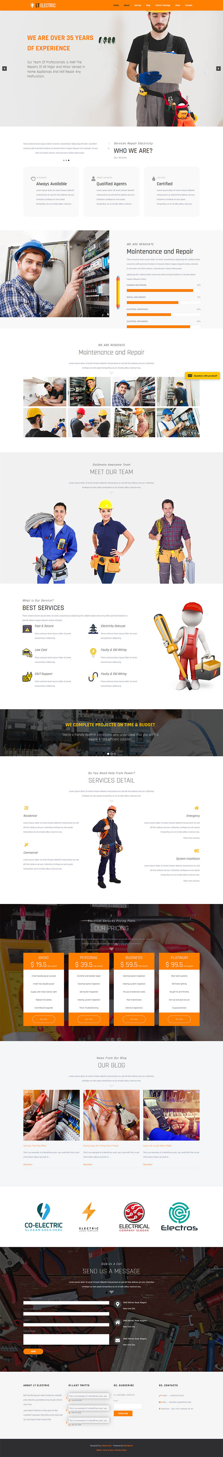 WordPress шаблон LTheme Electric Onepage