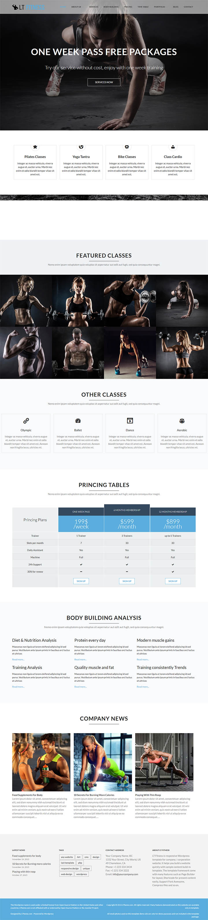 WordPress шаблон LTheme Fitness