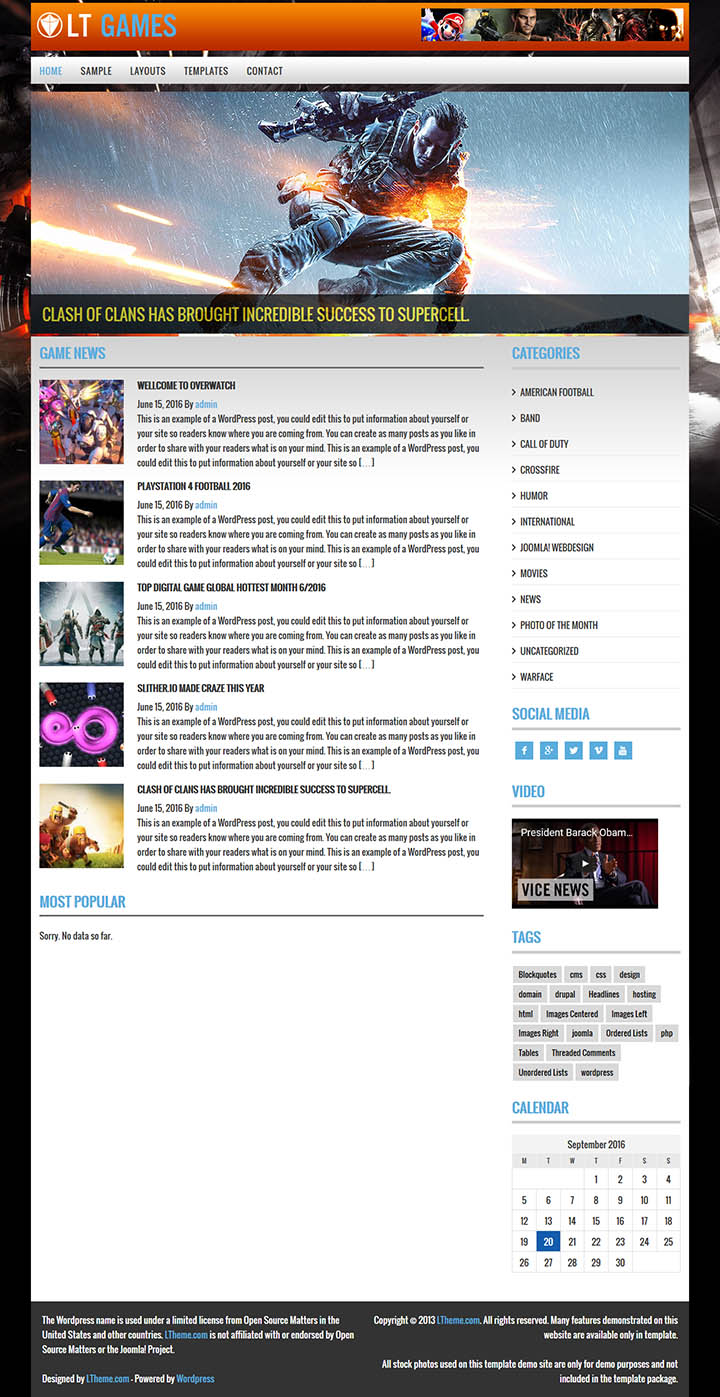 WordPress шаблон LTheme Games
