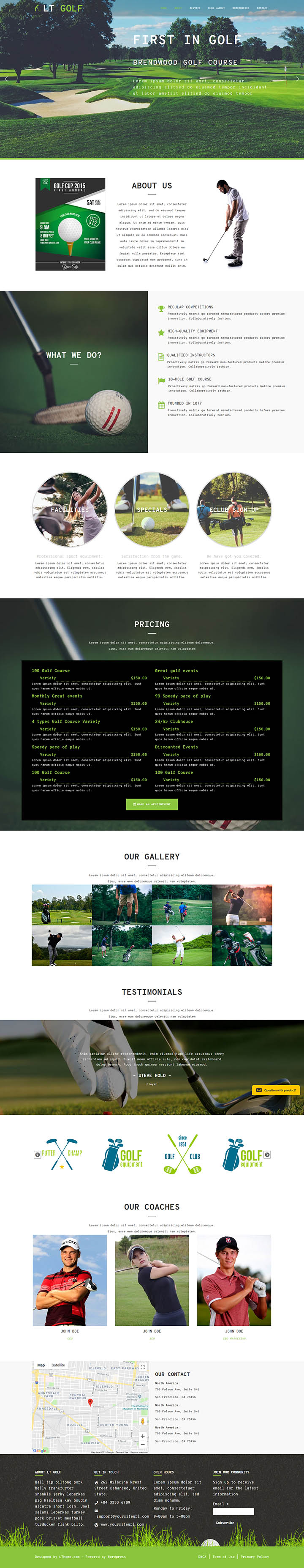 WordPress шаблон LTheme Golf Onepage