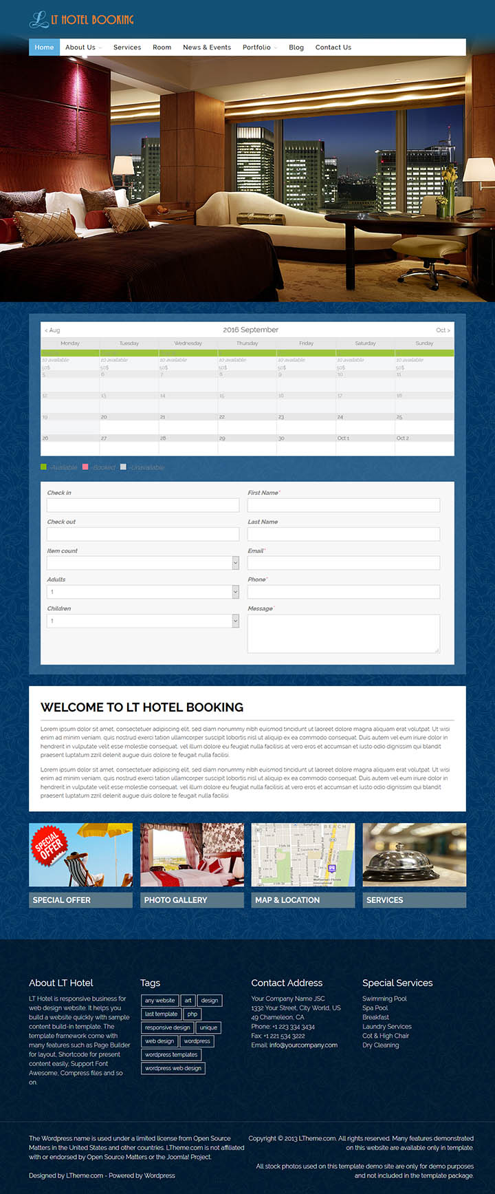 WordPress шаблон LTheme Hotel Booking