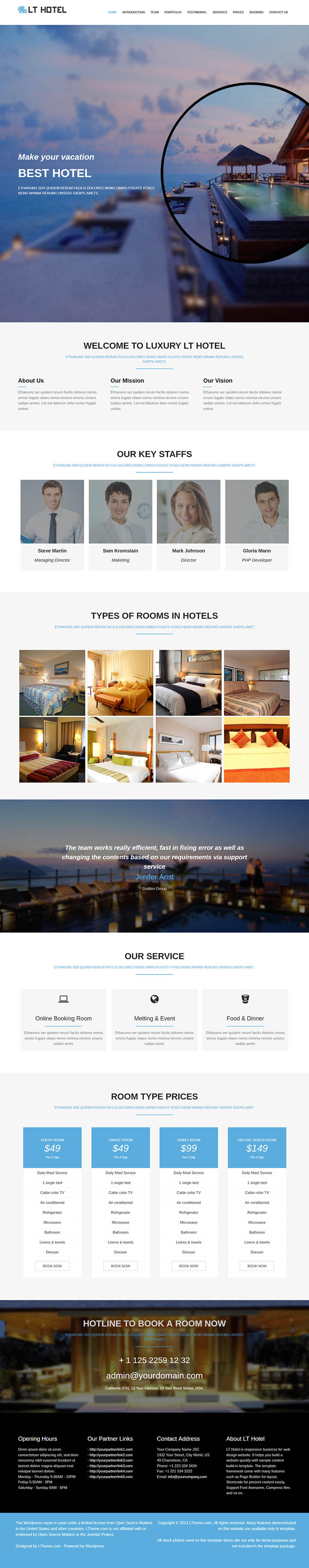 WordPress шаблон LTheme Hotel Onepage