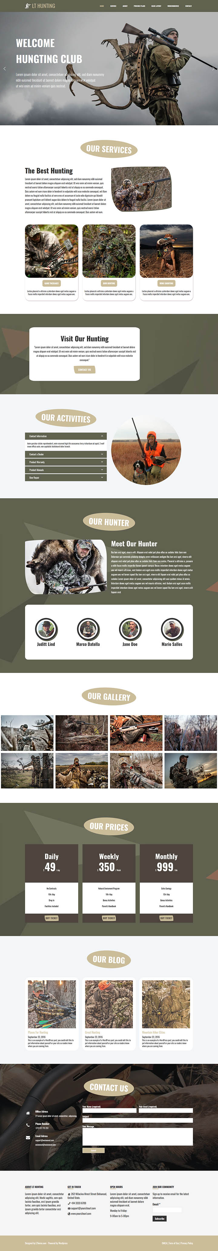 WordPress шаблон LTheme Hunting Onepage