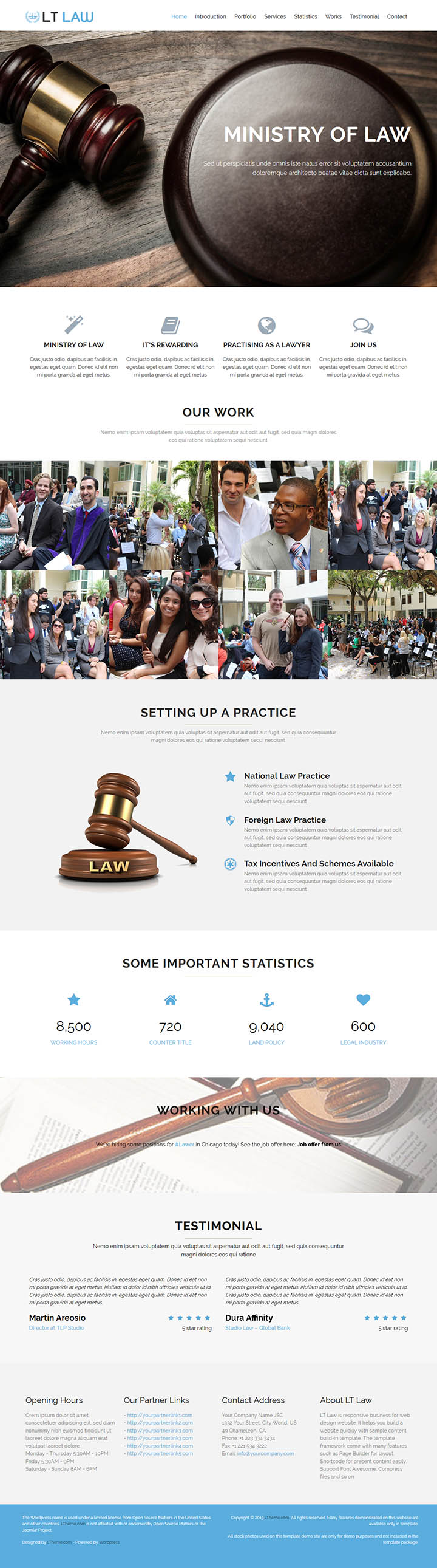 WordPress шаблон LTheme Law Onepage