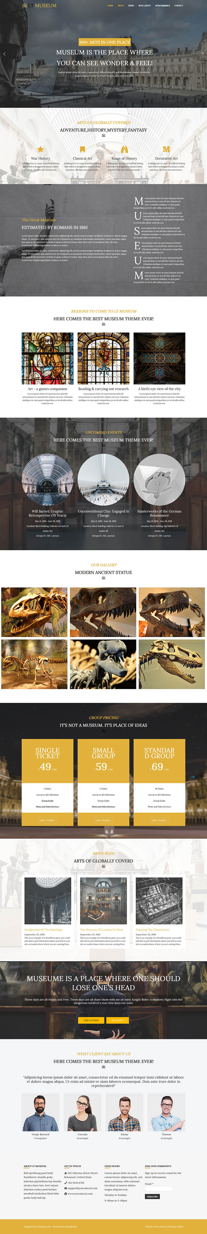 WordPress шаблон LTheme Museum Onepage