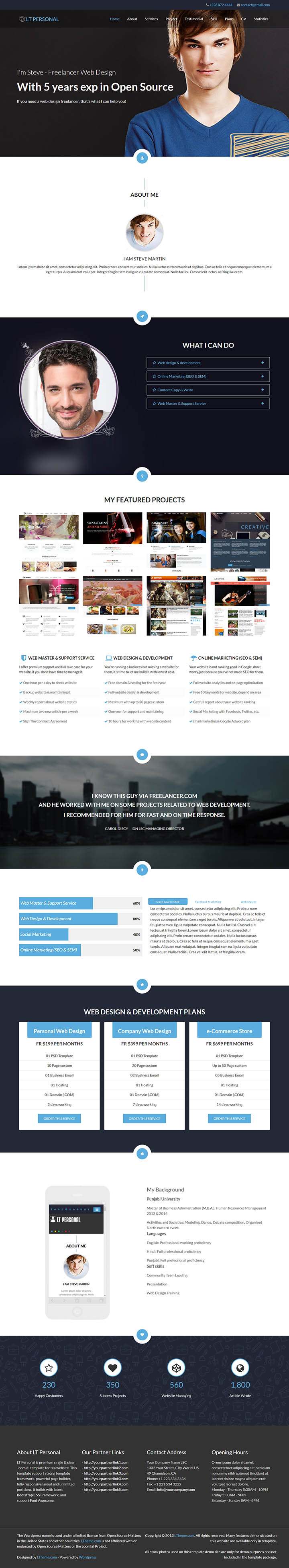 WordPress шаблон LTheme Personal Onepage