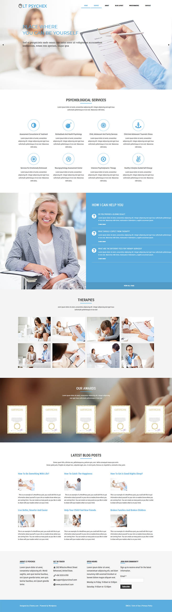 WordPress шаблон LTheme Psychex Onepage