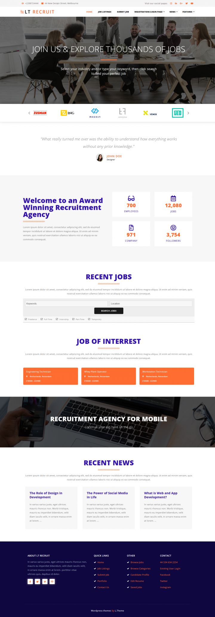 WordPress шаблон LTheme Recruit