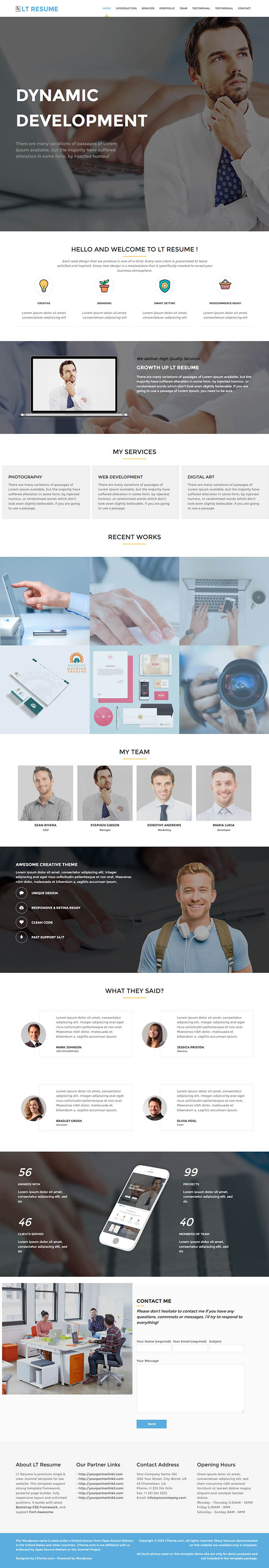 WordPress шаблон LTheme Resume Onepage