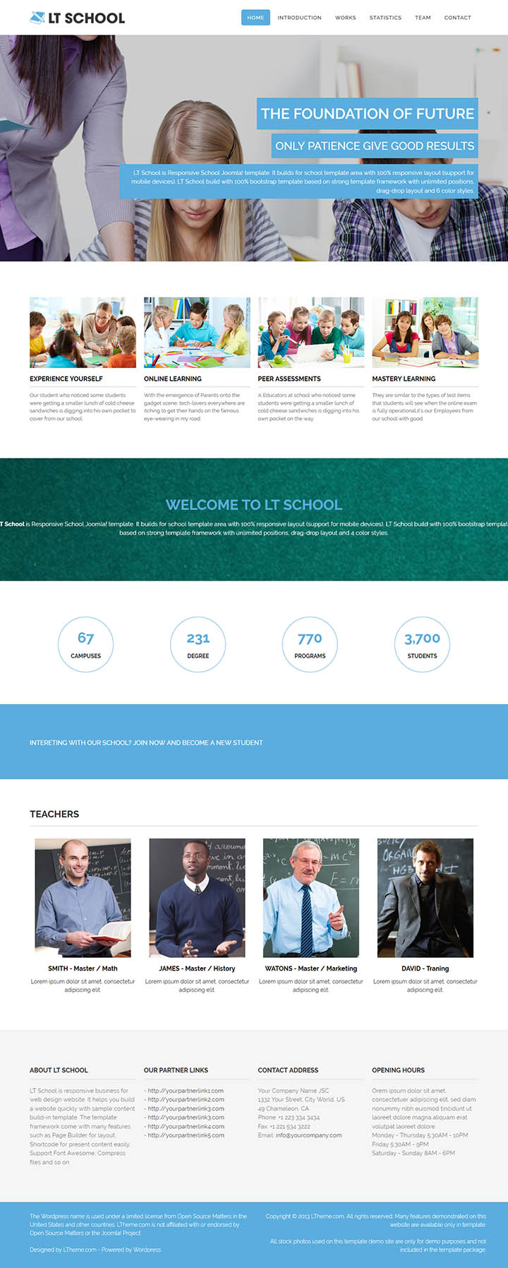WordPress шаблон LTheme School Onepage