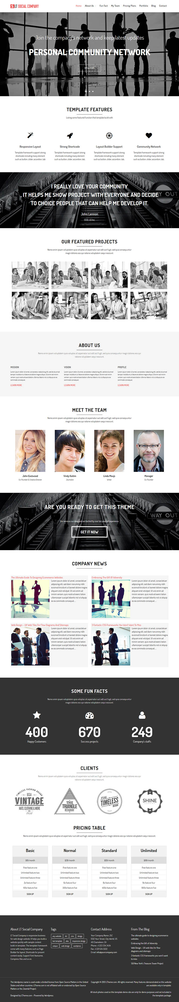 WordPress шаблон LTheme Social Company