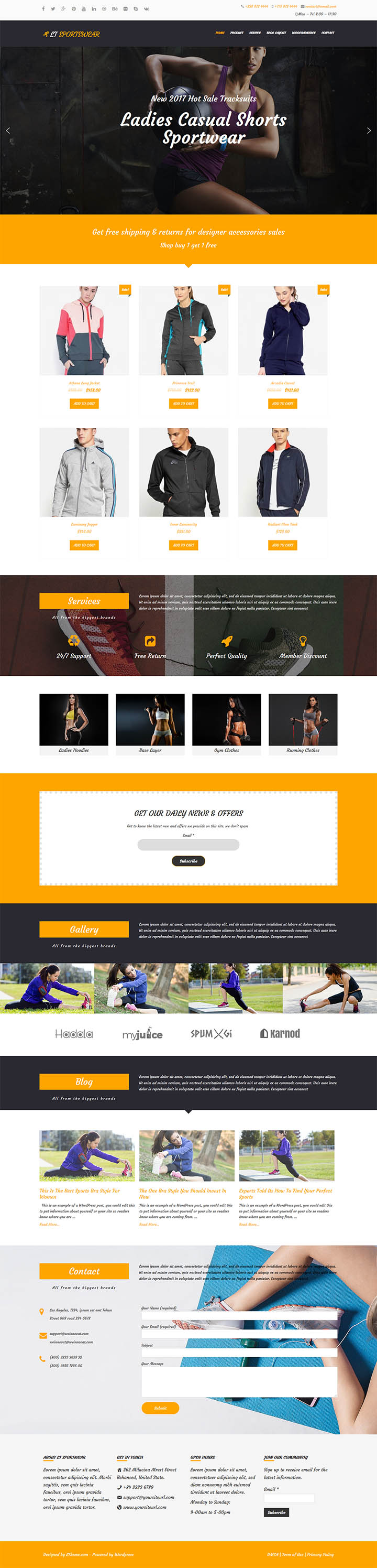 Шаблон LTheme Sportswear Onepage WordPress шаблон LTheme Sportswear Onepage