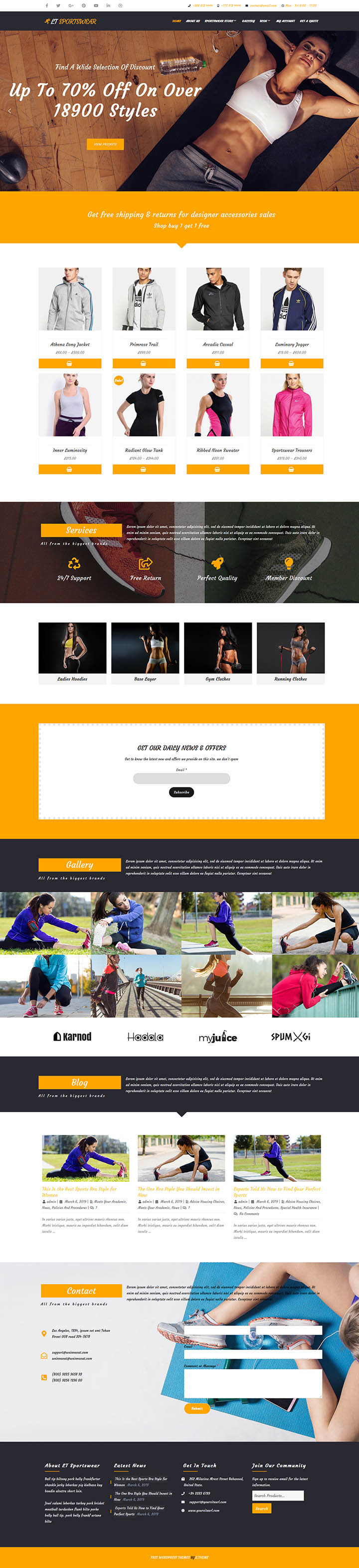 WordPress шаблон LTheme Sportswear 2