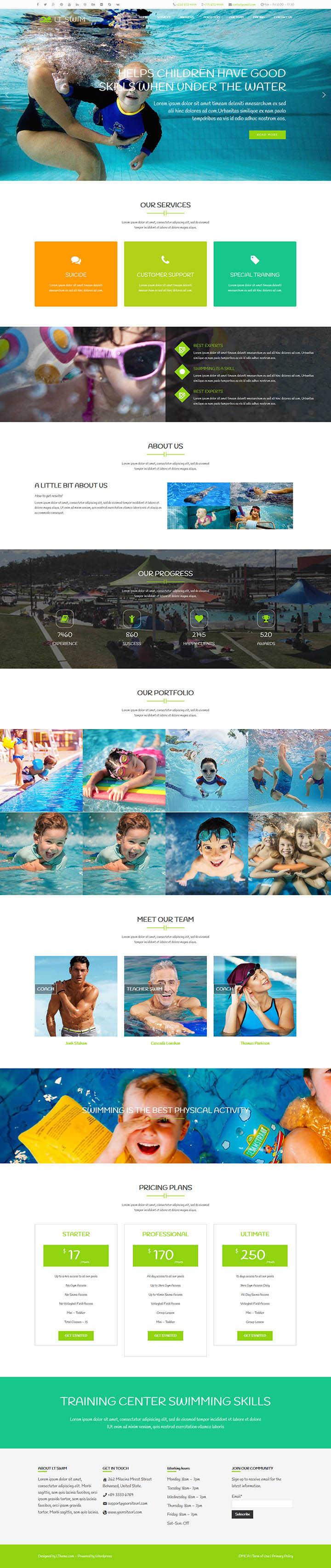 WordPress шаблон LTheme Swim Onepage