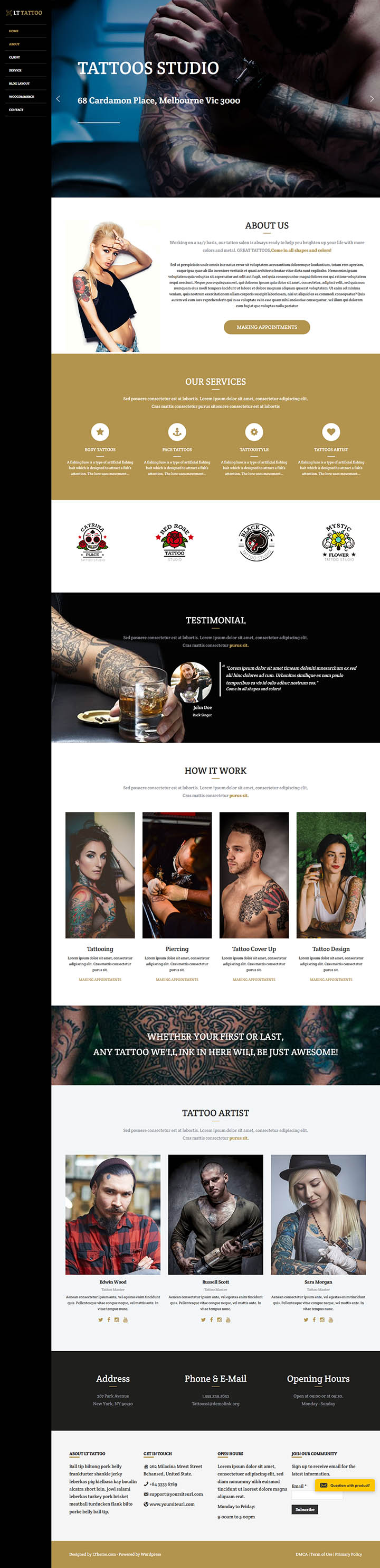 WordPress шаблон LTheme Tattoo Onepage