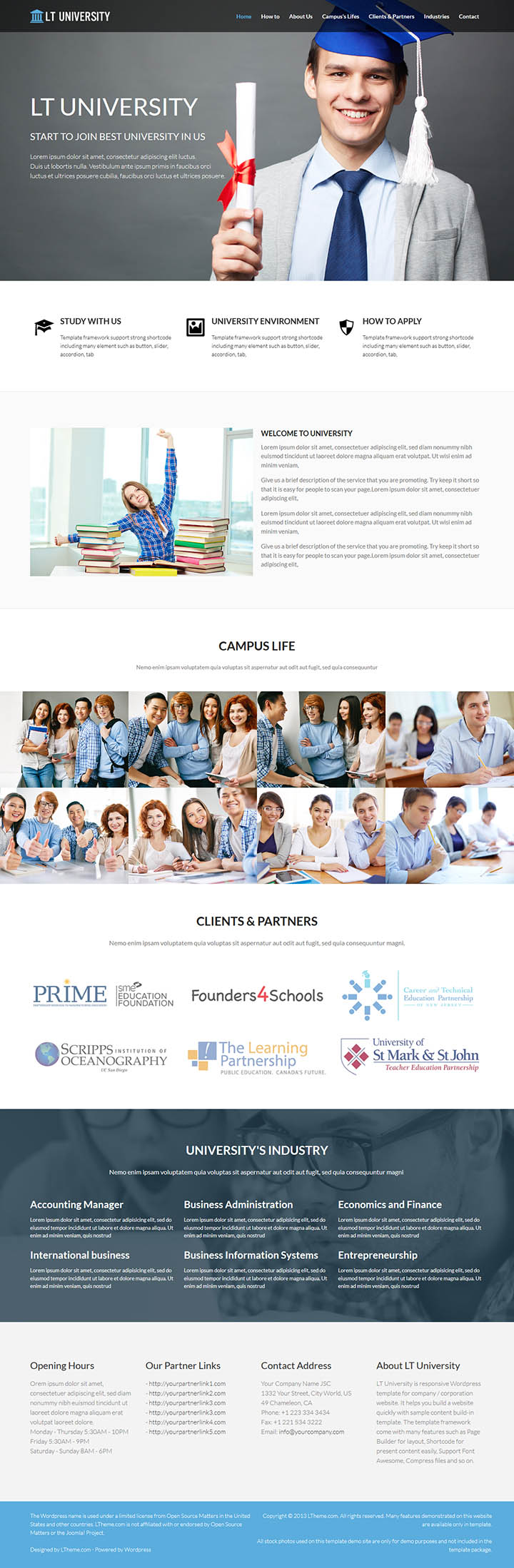 WordPress шаблон LTheme University Onepage