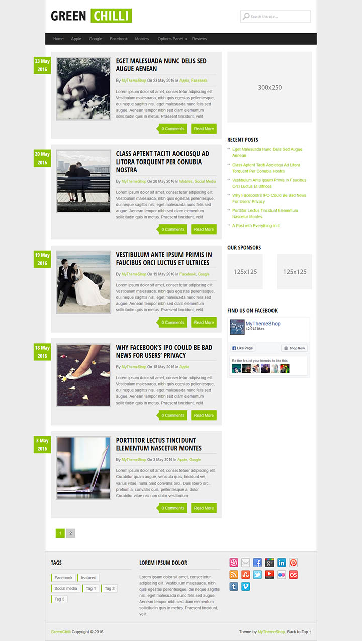 WordPress шаблон MyThemeShop GreenChilli