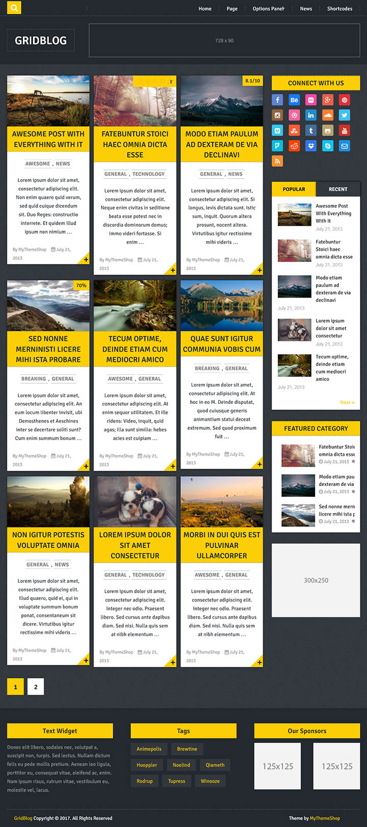 WordPress шаблон MyThemeShop GridBlog