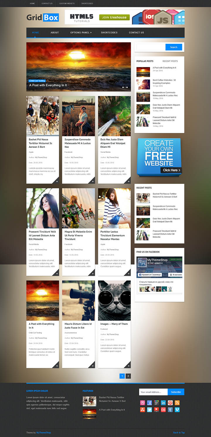 WordPress шаблон MyThemeShop GridBox