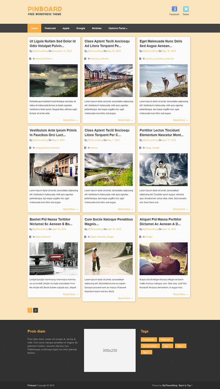 WordPress шаблон MyThemeShop Pinboard