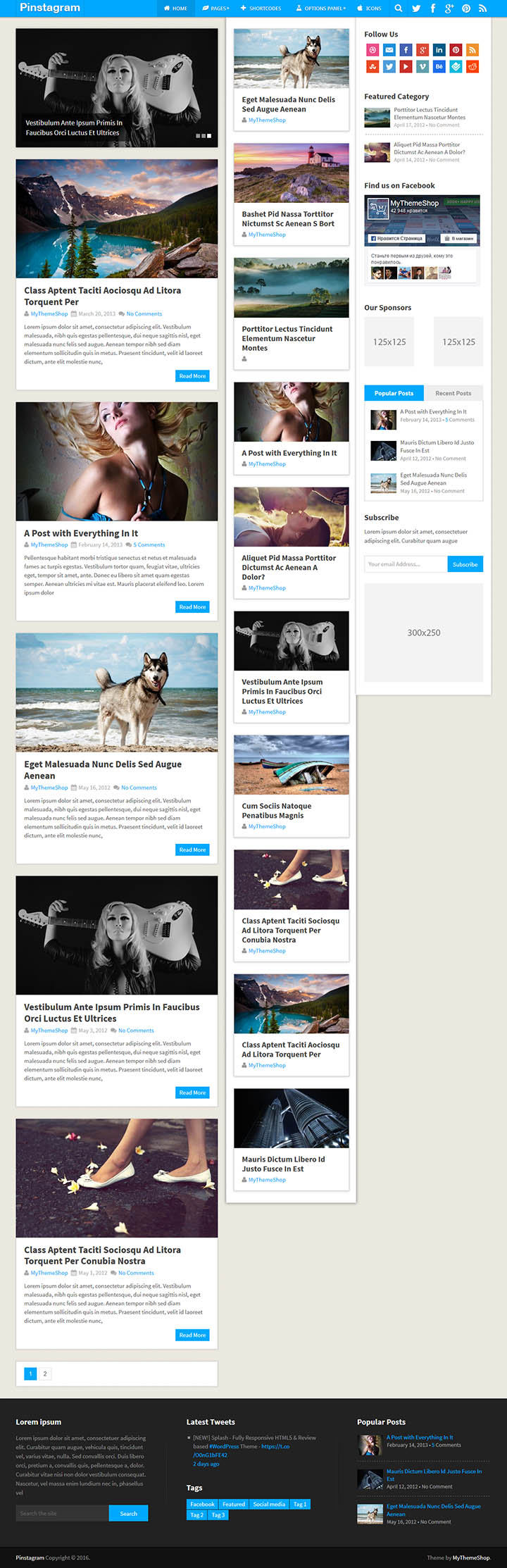 WordPress шаблон MyThemeShop Pinstagram