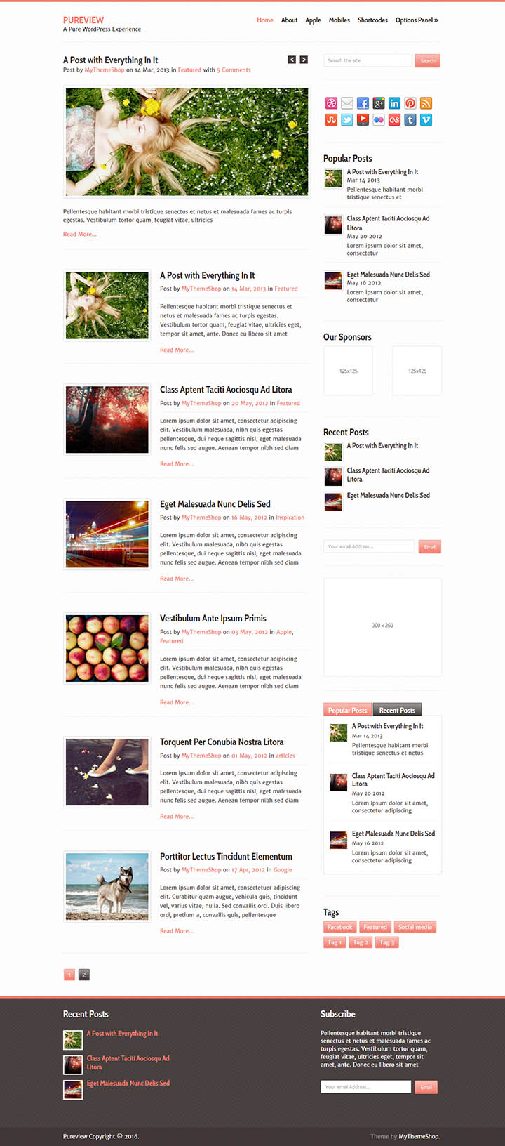 WordPress шаблон MyThemeShop Pureview