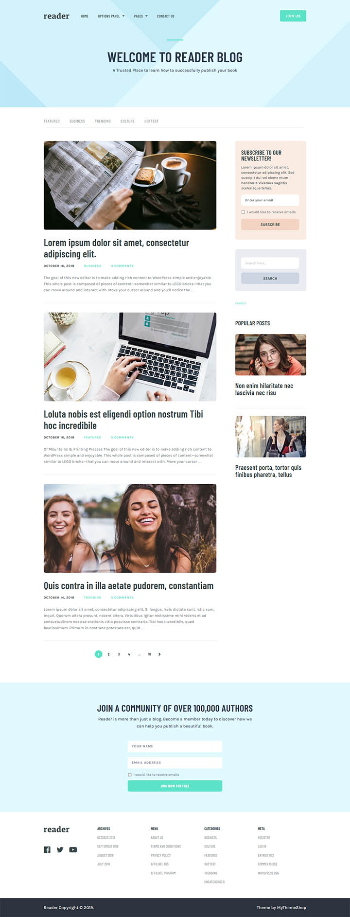 WordPress шаблон MyThemeShop Reader