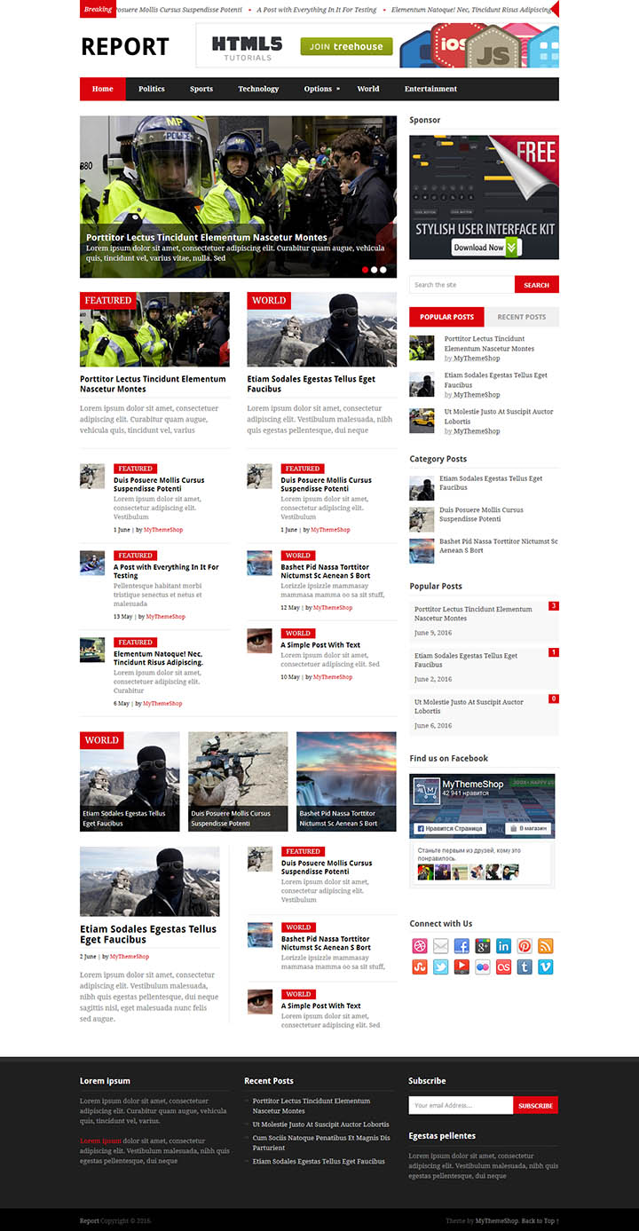 WordPress шаблон MyThemeShop Report