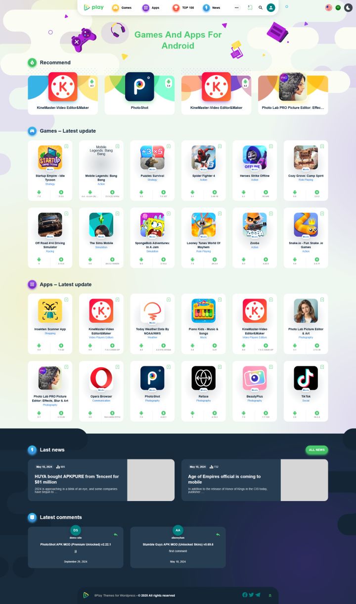 Шаблон eXthemes 5Play WordPress шаблон eXthemes 5Play