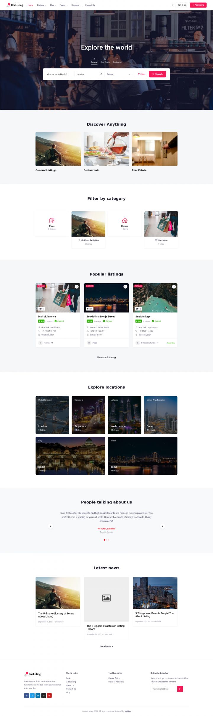 WordPress шаблон Directorist OneListing Pro