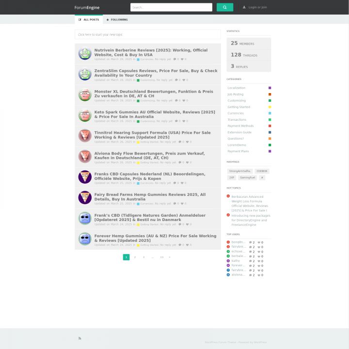 Шаблон Engine Themes ForumEngine WordPress шаблон Engine Themes ForumEngine