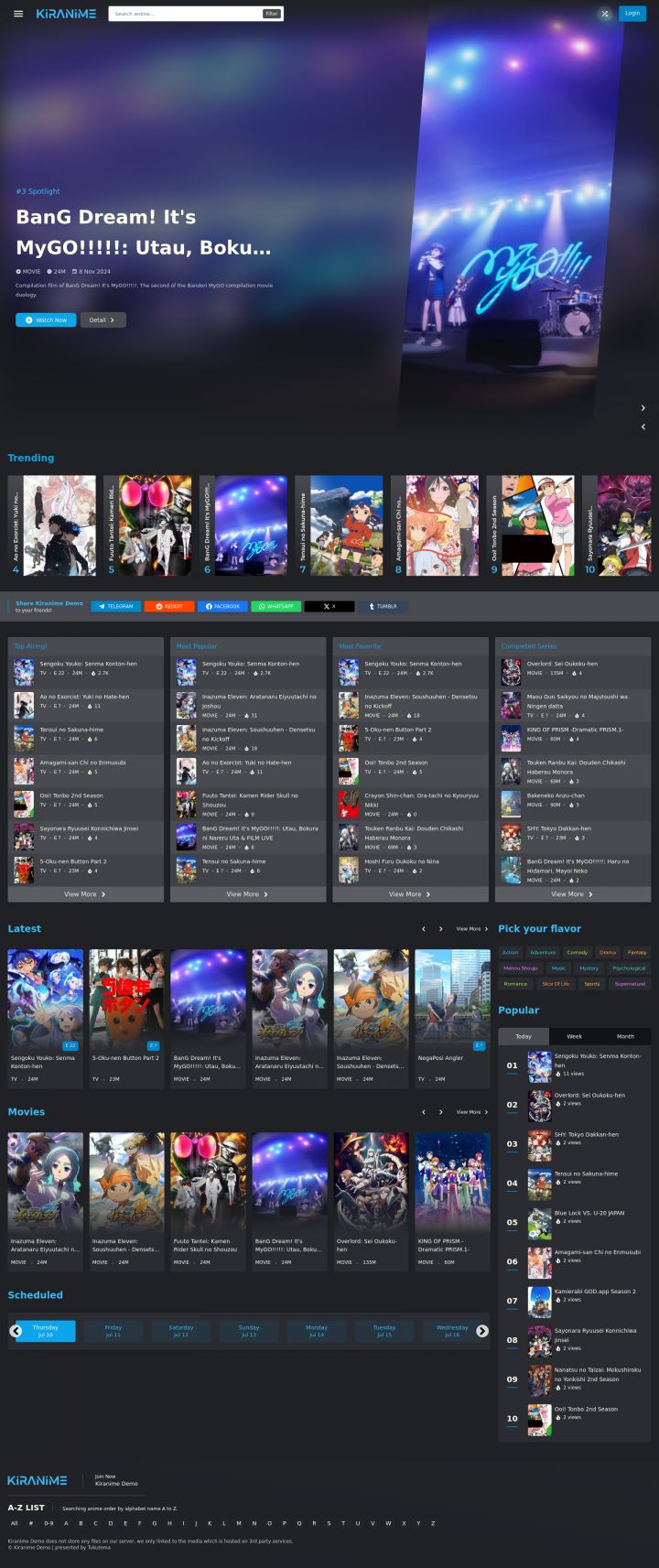 Шаблон Tukutema Kiranime WordPress шаблон Tukutema Kiranime