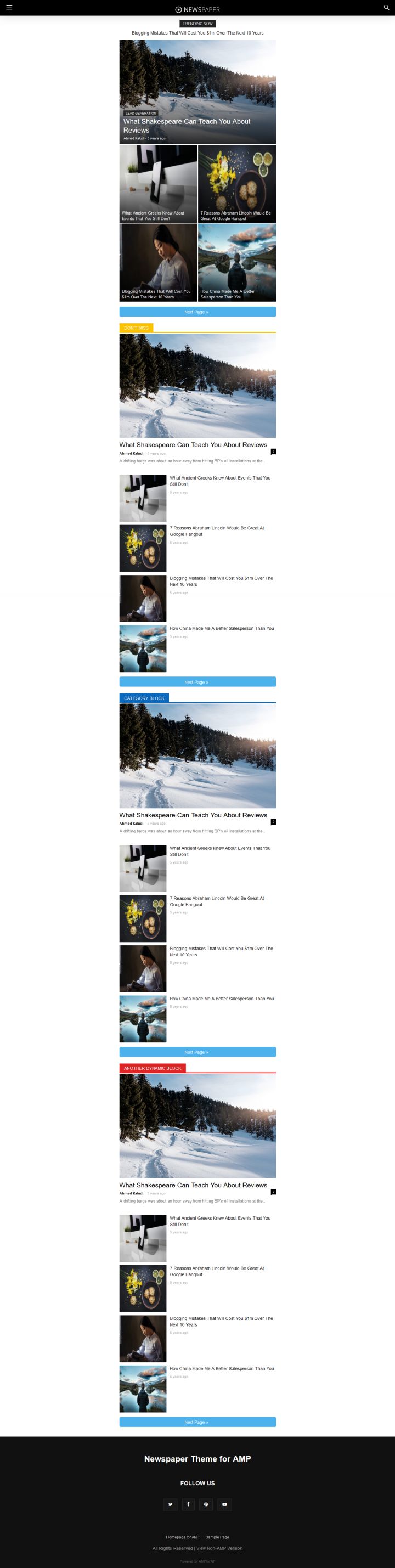 WordPress шаблон Newspaper Theme for AMP
