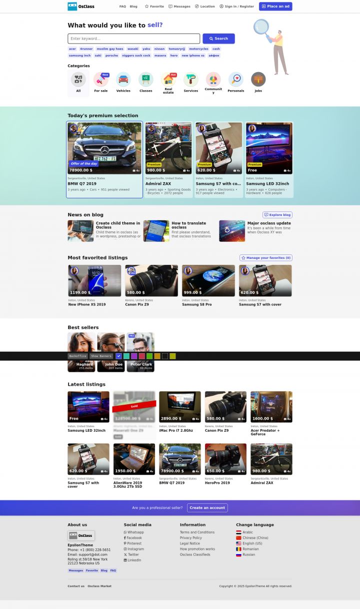 WordPress шаблон OclassPoint Epsilon Osclass Theme