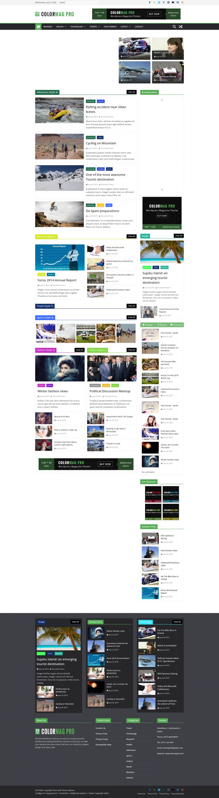 WordPress шаблон Themegrill ColorMag Pro