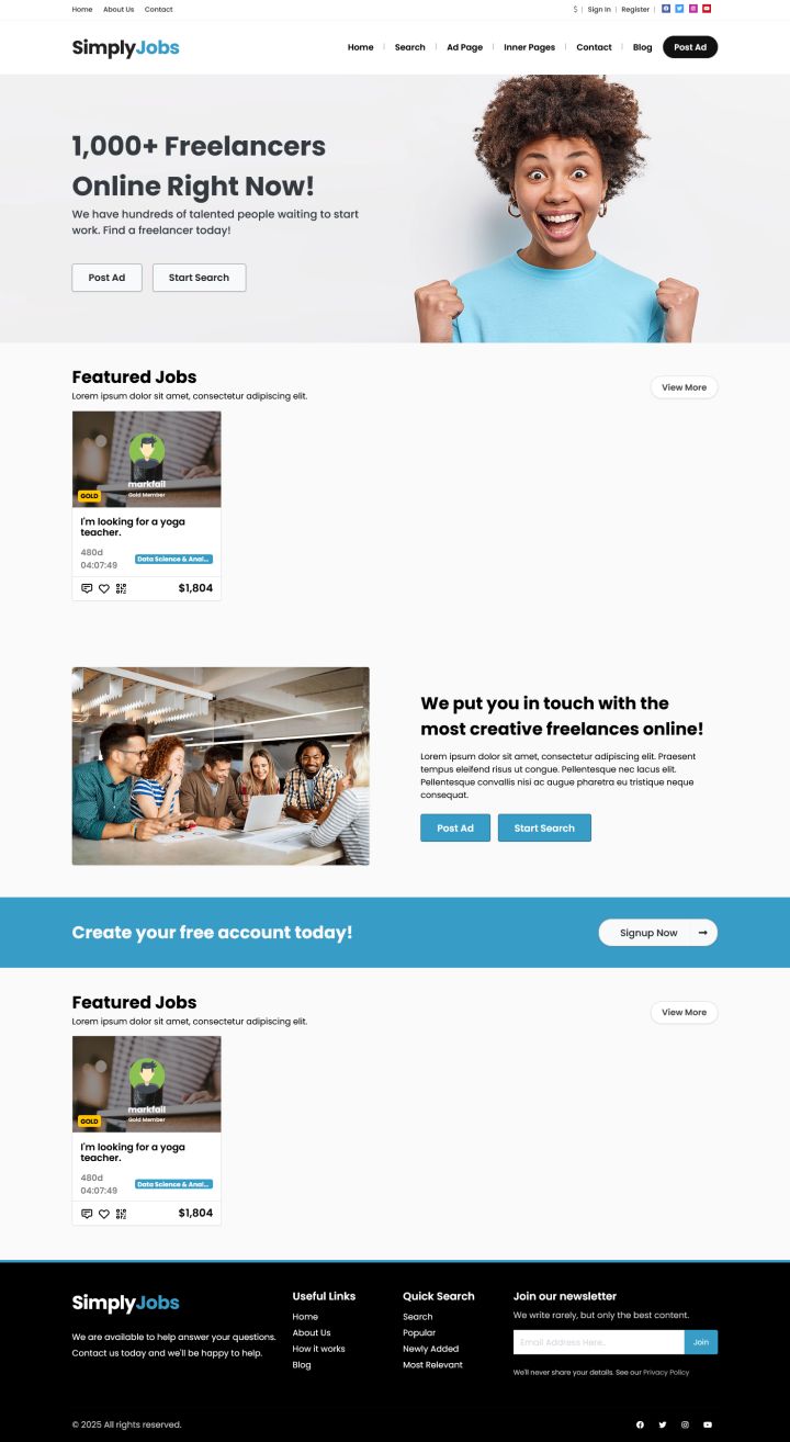 Шаблон PremiumPress Freelancer WordPress шаблон PremiumPress Freelancer