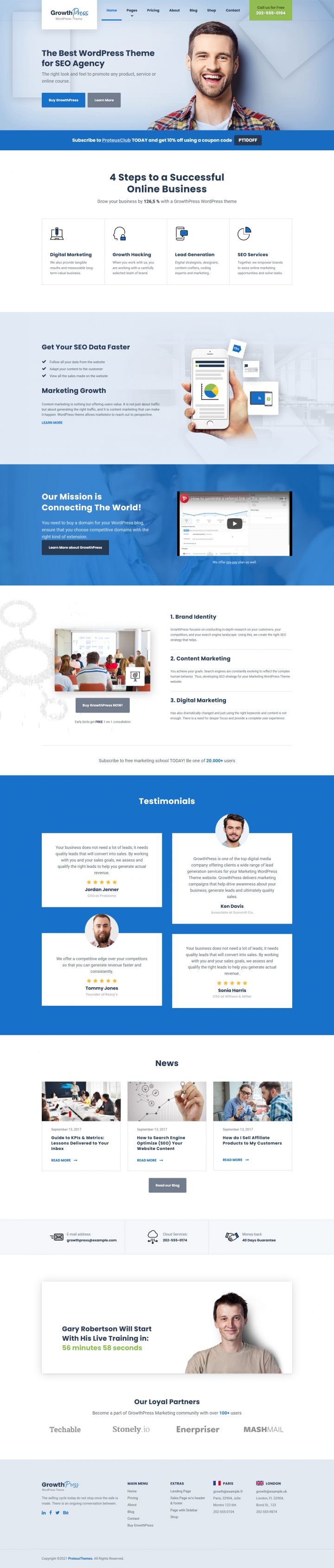 WordPress шаблон ProteusThemes GrowthPress