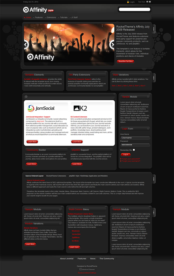 WordPress шаблон RocketTheme Affinity